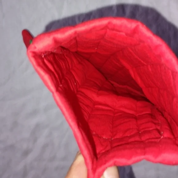 Hand Crafted Red And Green Holiday Stocking Christmas Home Decor Festive Cheer - Picture 5 of 7